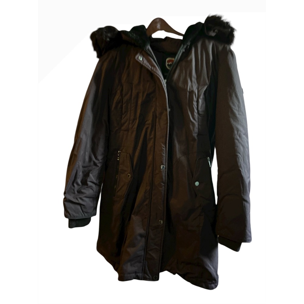1 Madison Expedition Women's‎ Parka Hooded Faux Fur Trim Winter Coat